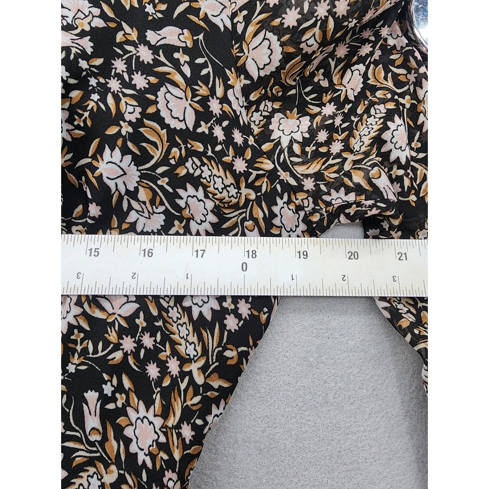 Amuse Society Floral Maxi Dress M Black Bell Sleeve Tie Front Boho AD03JBES NEW - Picture 13 of 15